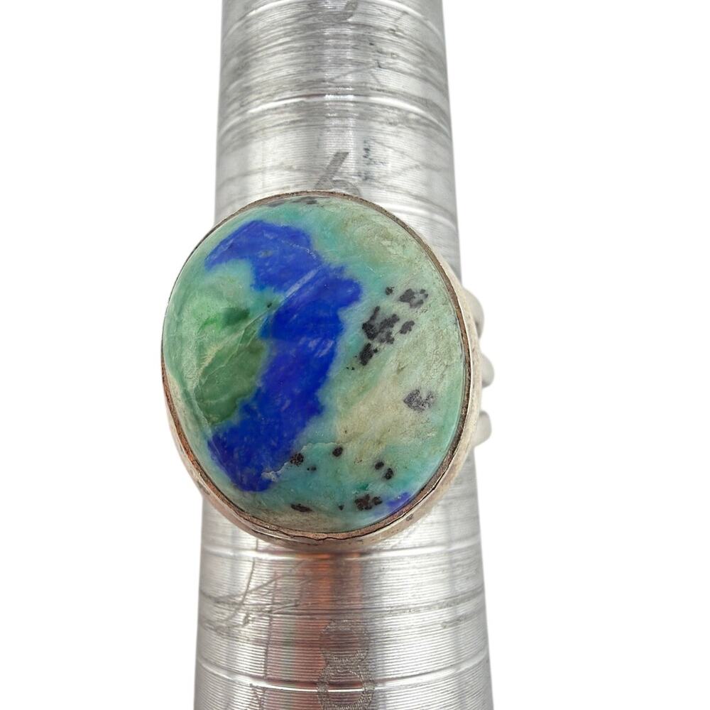 Sterling Silver Azurite Malachite Oval Ring Size 6.5